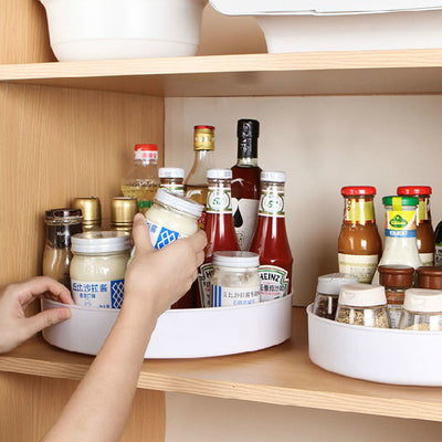 Rotating Seasoning Plate Storage Rack Kitchen Storage Gadget Desktop Multi-functional Non-slip Storage Tray Double-layer Turntable Round