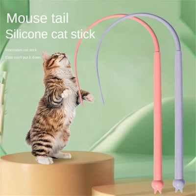 Simulated Mouse Tail Cat Toy Cat Teaser Funny Stick Silicone Long Tail Pet Interactive Toys For Cats Kitten Hunting Pet Products